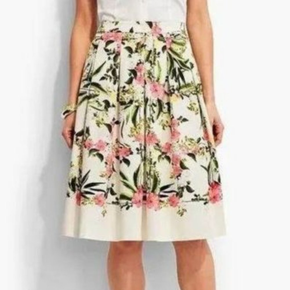 Trellis Pleated Midi Floral Skirt